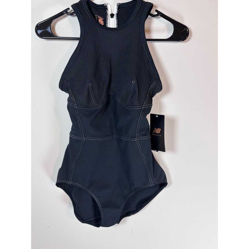 New Balance x Bandier Women Black High Neck Zip Back Bodysuit XS NWT Activewear